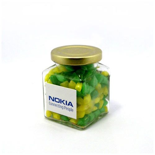 Picture of BFCFJ022 - Corporate Coloured Humbug in 140g Square Jar