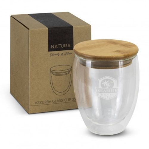 Picture of Glass Cup With Bamboo Lid 350ml 