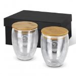 Picture of Glass Cup Set of 2 With Bamboo Lid 350ml 